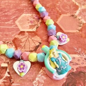 Trendmasters Starcastle Princess Teacup Pendant Floral Rainbow Beaded Necklace